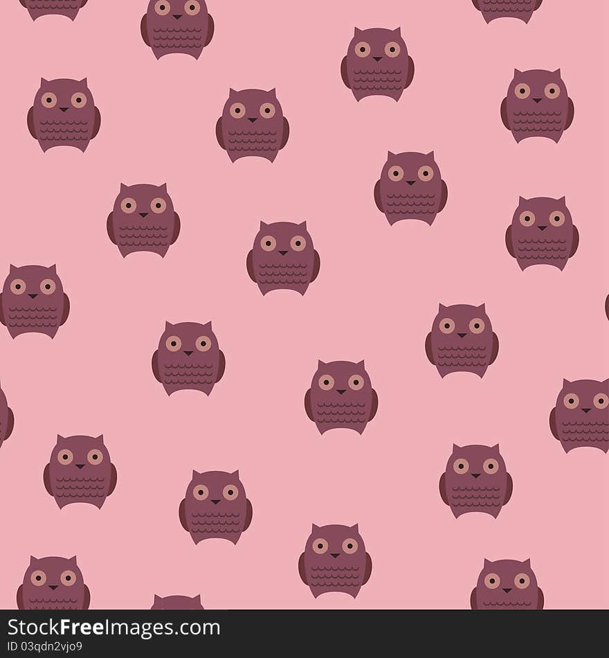 Seamless wallpaper with cute owls