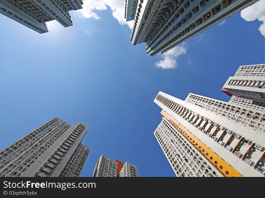 Hong Kong crowded apartment blocks