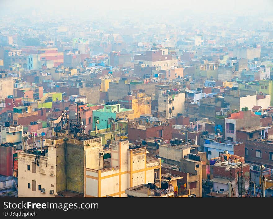 Indian city roofs birdyey vieww. Indian city roofs birdyey vieww