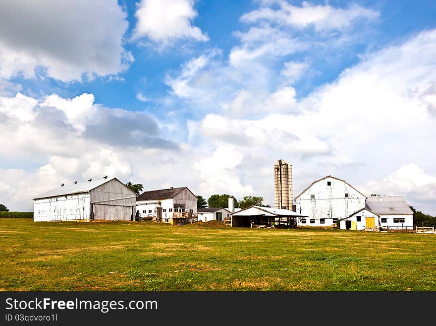 Farm house with field and silo