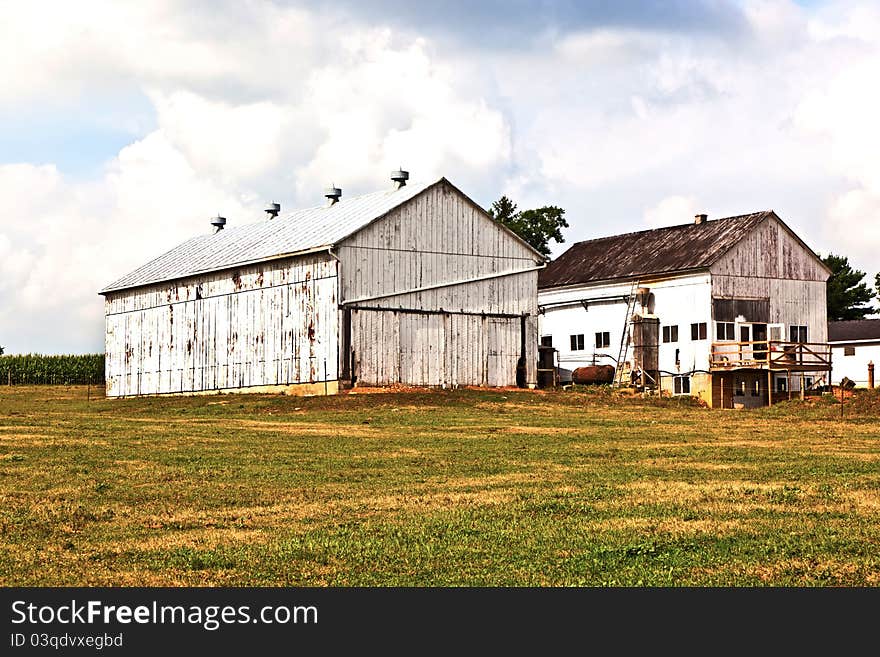 Farm house with field and silo