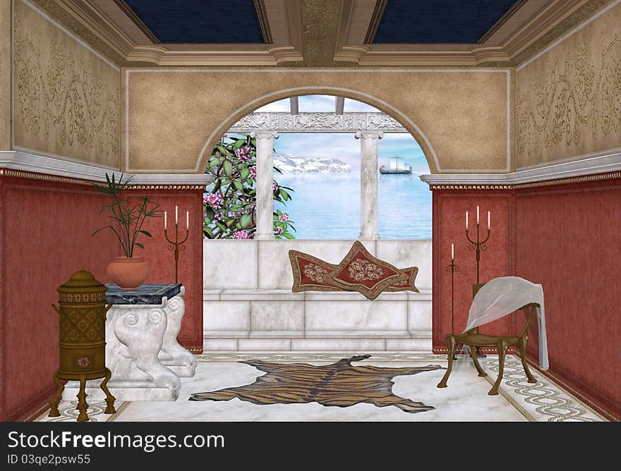 3d render of a mediteran room