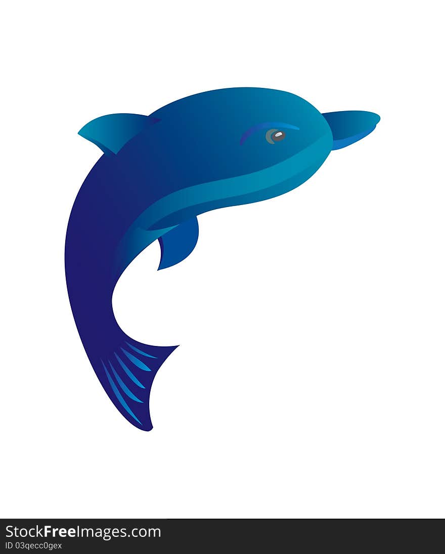 Jumping blue dolphin illustration