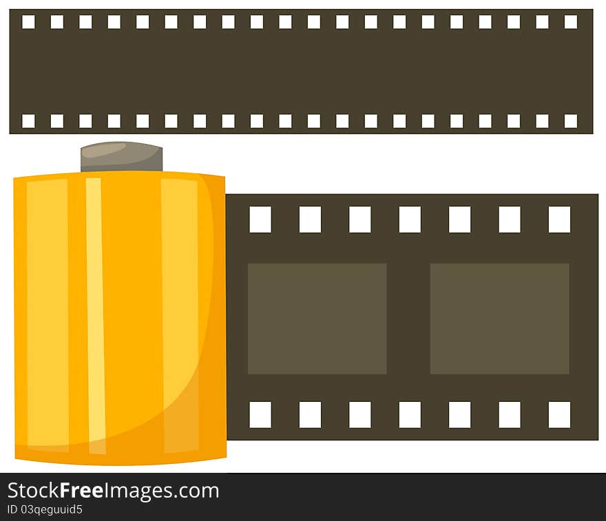 Illustration of isolated film roll on white background