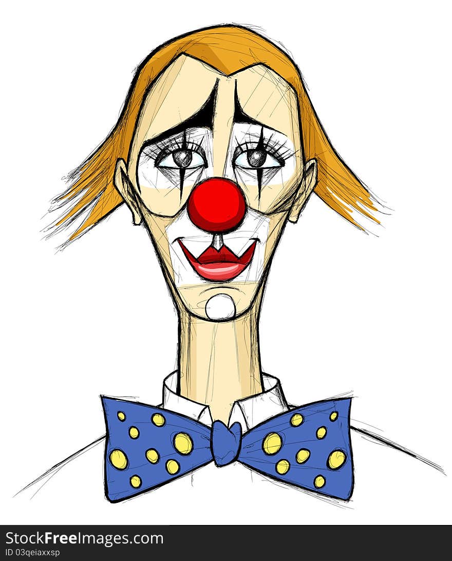 Clown in the style of Bernard Buffet