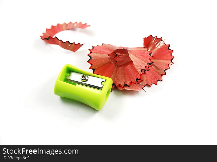 Picture of pencil sharpener and shaving