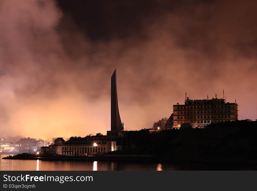 View of the city of Sevastopol after the firework