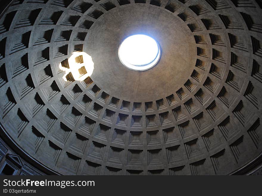 Pantheon cupola ceiling in Rome