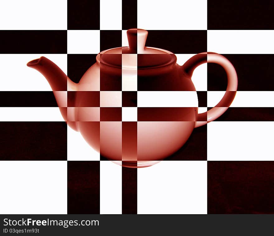 Photo of a brewing teapot with application of effect of a negative. Photo of a brewing teapot with application of effect of a negative