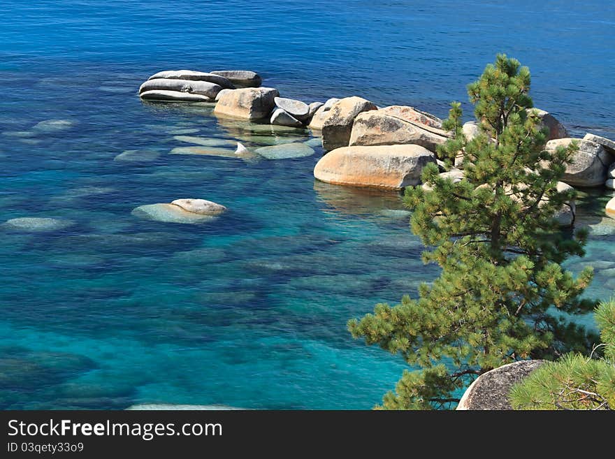 Rocky shore, Lake Tahoe USA. Rocky shore, Lake Tahoe USA