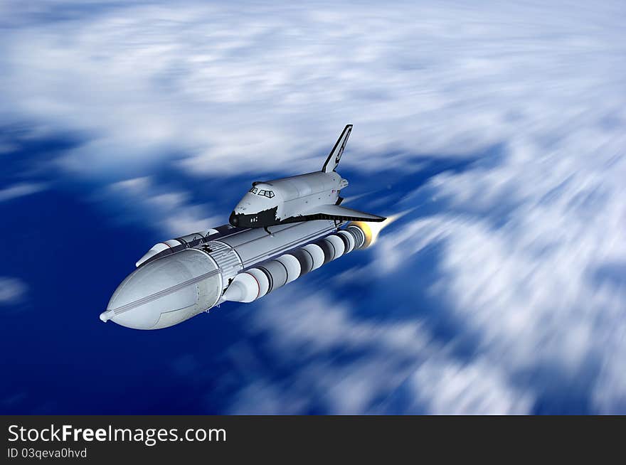 Space transport on a background of the sky