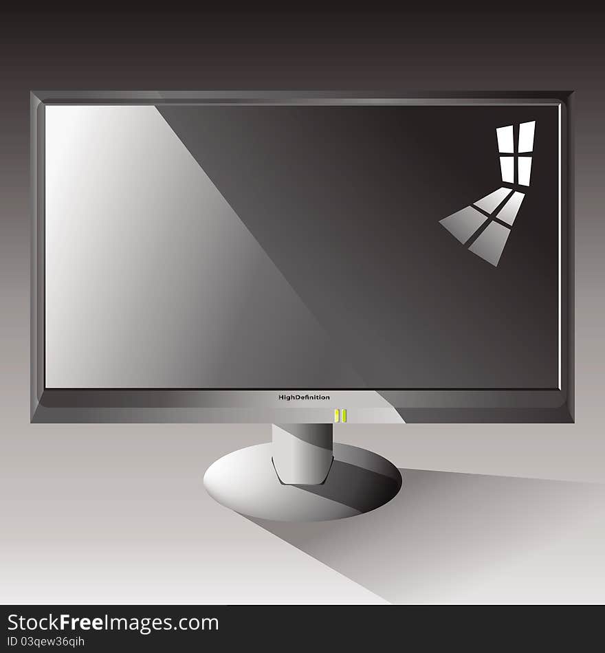 Black and white lcd monitor illustration