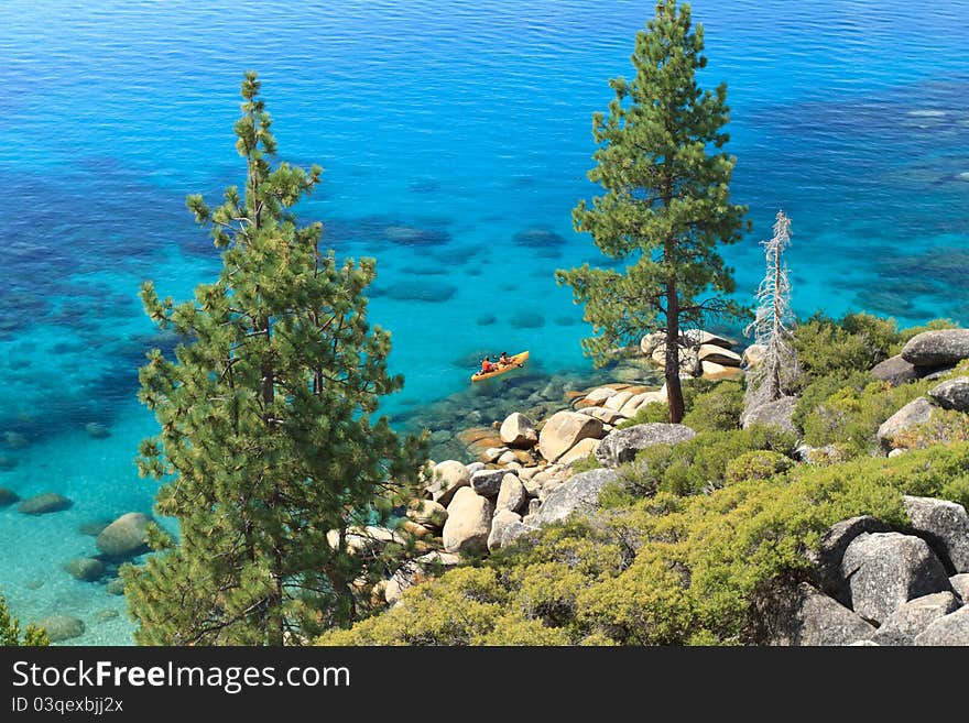 Lake Tahoe with kayak on water