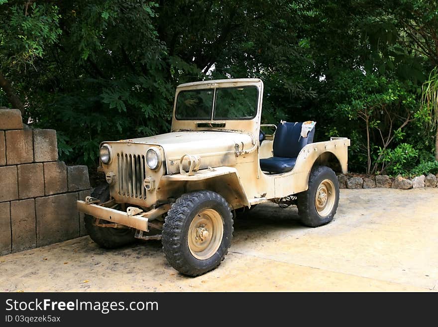 Old American Jeep in forest. Old American Jeep in forest