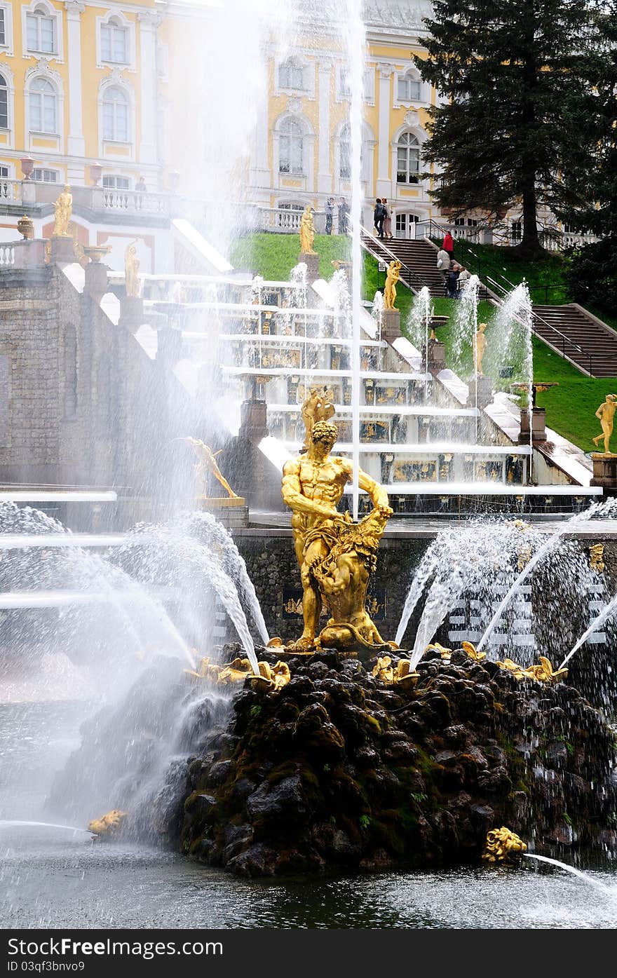 Fountains in Petergof park. Fountains Samson