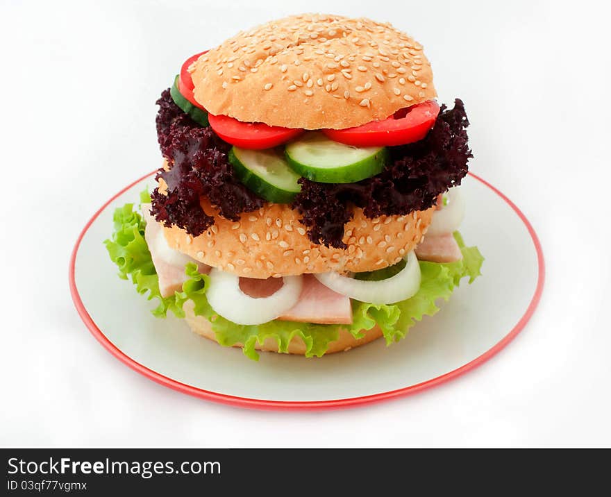 Hamburger isolated on the white background