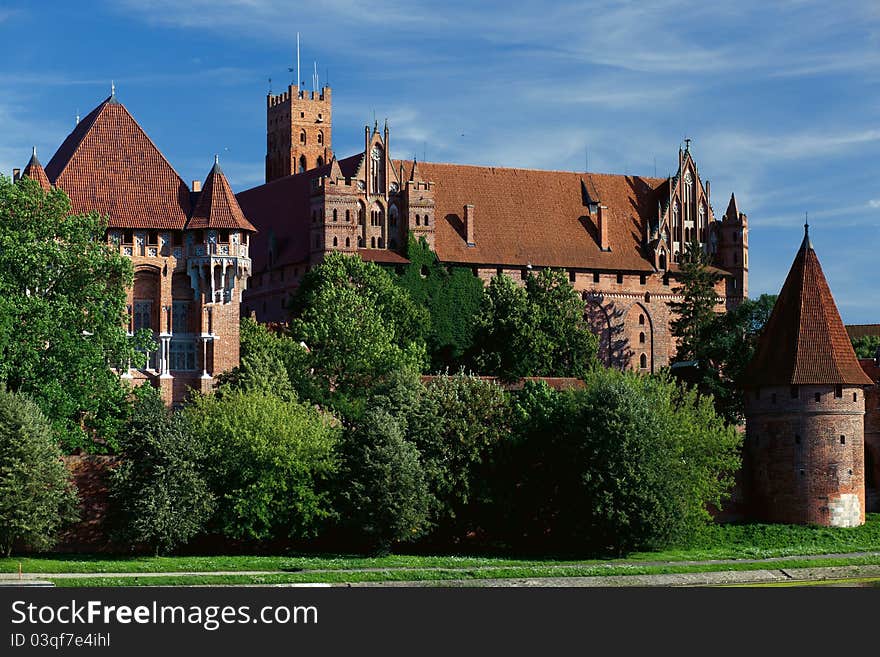 Overview of medieval Malbork castle in Poland