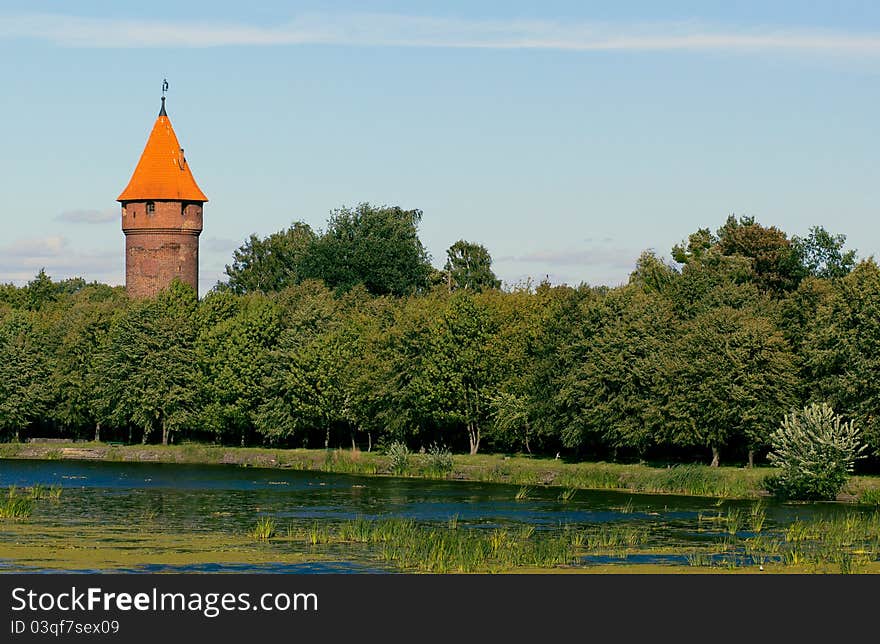 Standalone medieval tower on a shore. Standalone medieval tower on a shore