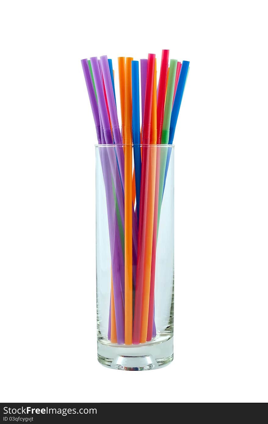 Glass with color tubes isolated.