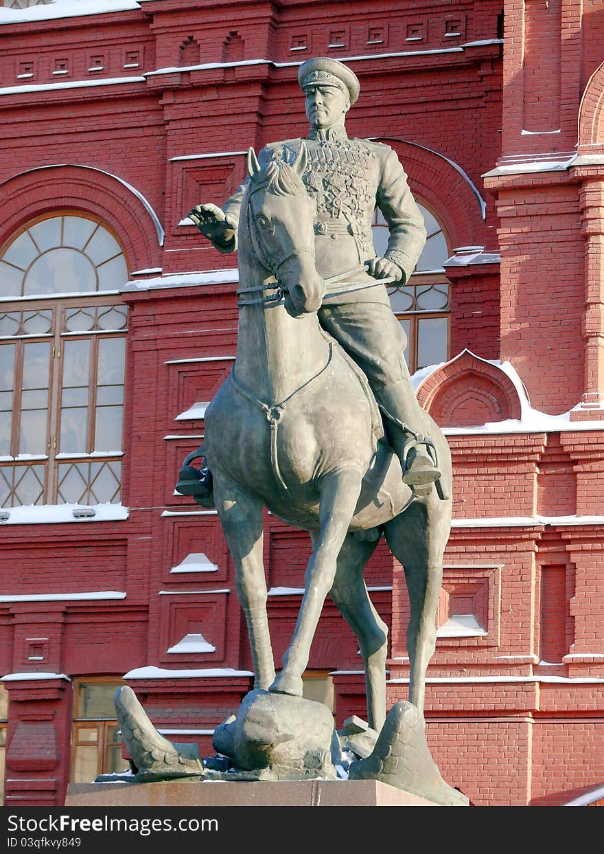 Zhukov monument near National historic musium in Moscow, Russia. Zhukov monument near National historic musium in Moscow, Russia