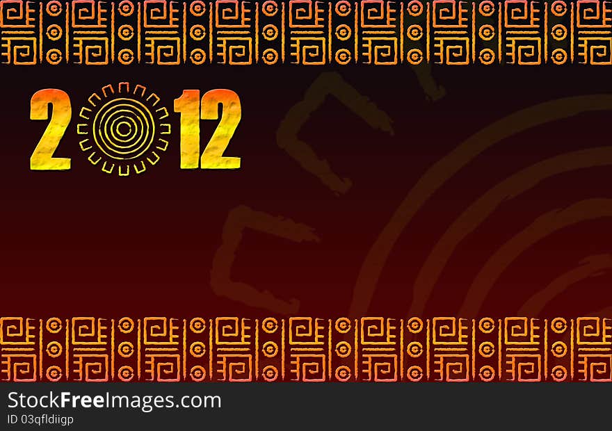 We see art illustration of 2012 year with ancient glyphs maya. We see art illustration of 2012 year with ancient glyphs maya