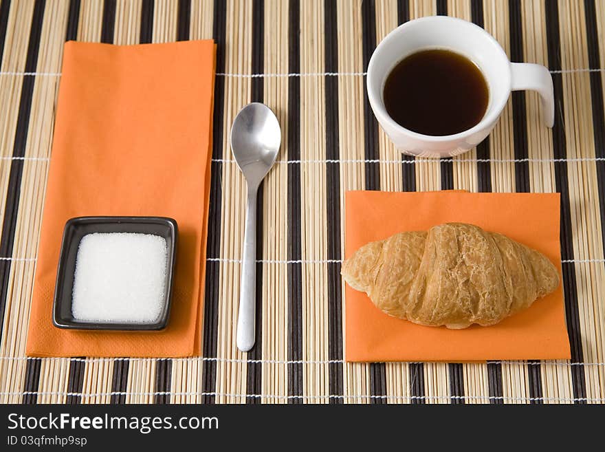 Breakfast With Coffe And Croissant