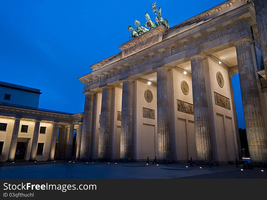 Night shot of the famous Bradenburg gate in Berlin. Night shot of the famous Bradenburg gate in Berlin