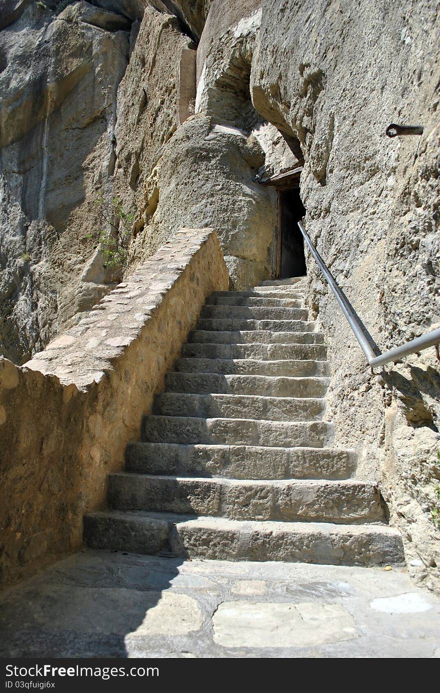 Stone stairs to meteora monastery