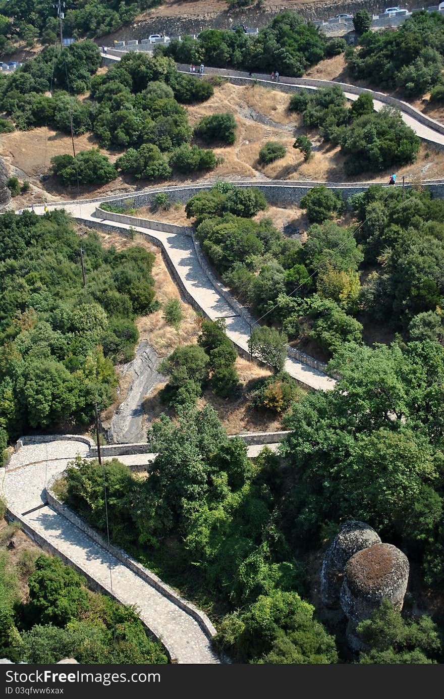 Road rock for monastery of meteora