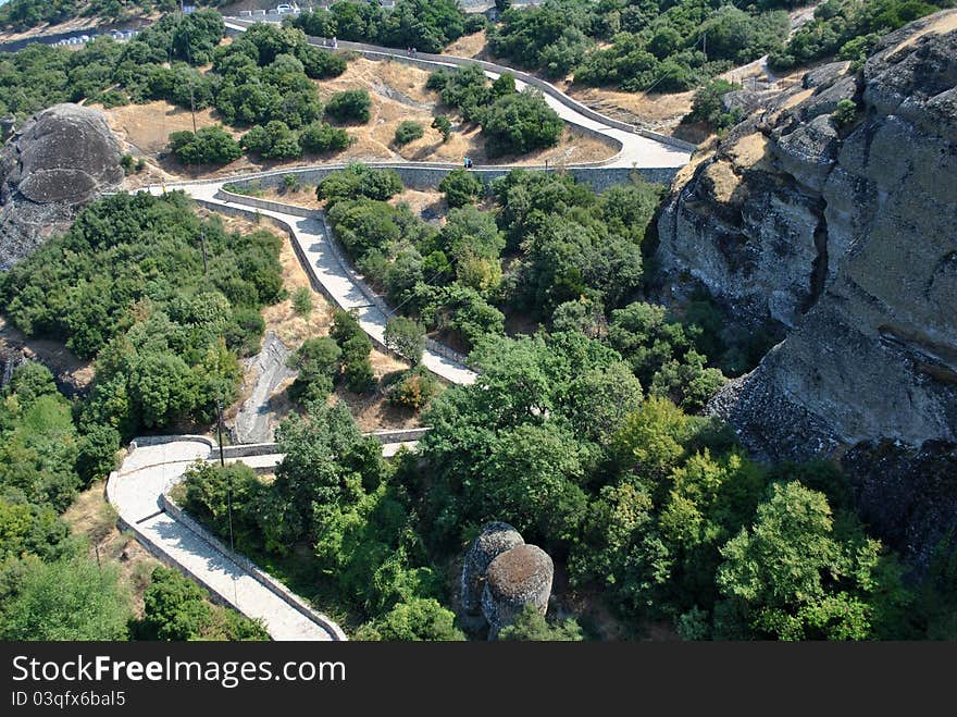 Road rock for monastery of meteora