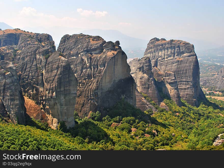 View at the landscape of meteora monastery