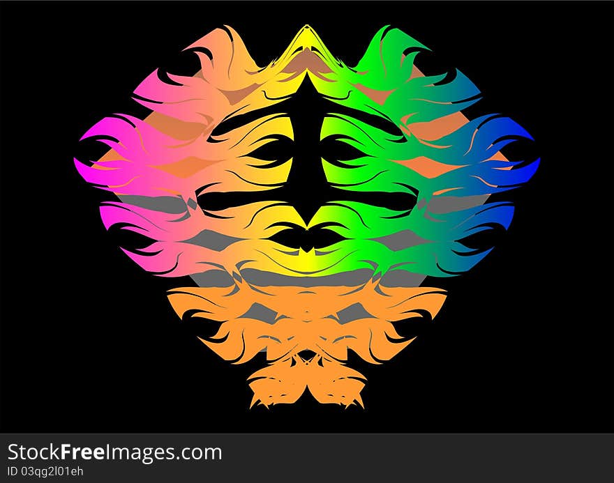 Colorful ritual mask on a black background. Colorful ritual mask on a black background.