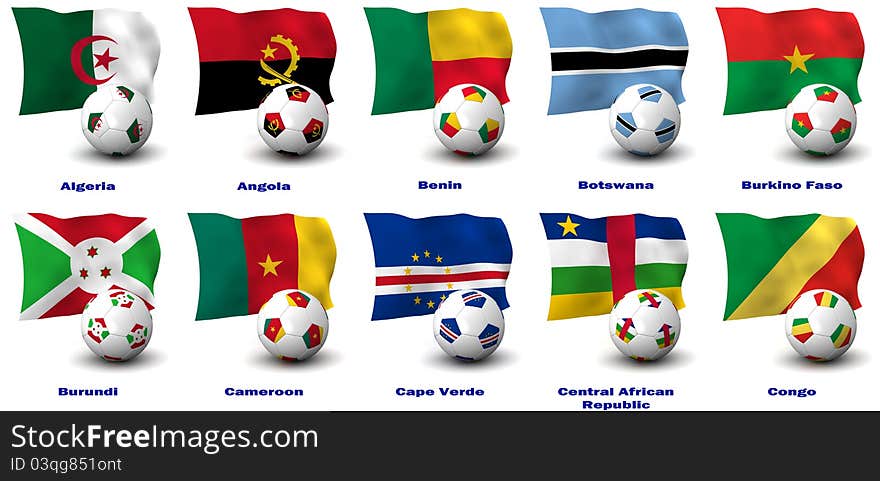 Three dimensional render of ten of Africa's best Football Nations. 1 of 4 in this series. Please see all other series. Three dimensional render of ten of Africa's best Football Nations. 1 of 4 in this series. Please see all other series.