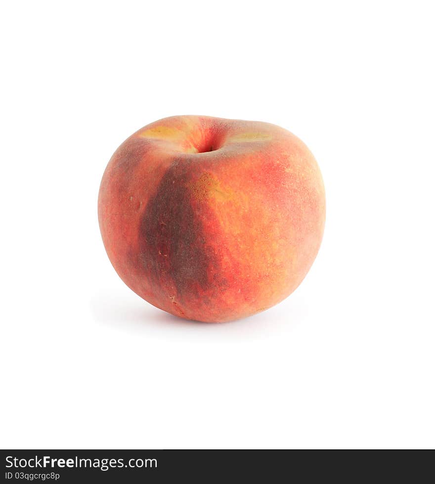 Peach fruit isolated on white background. Clipping path is included