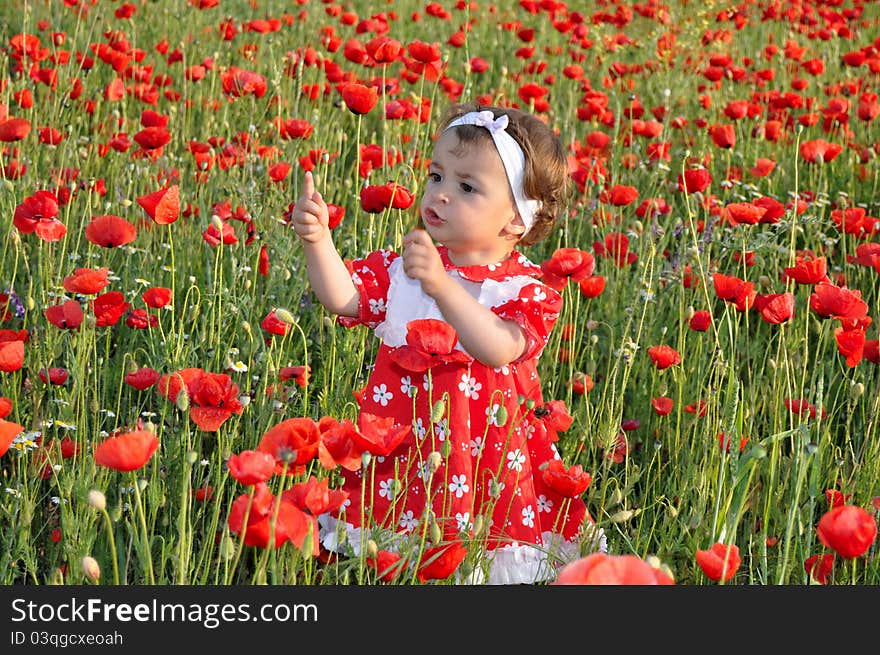 Children among flowers