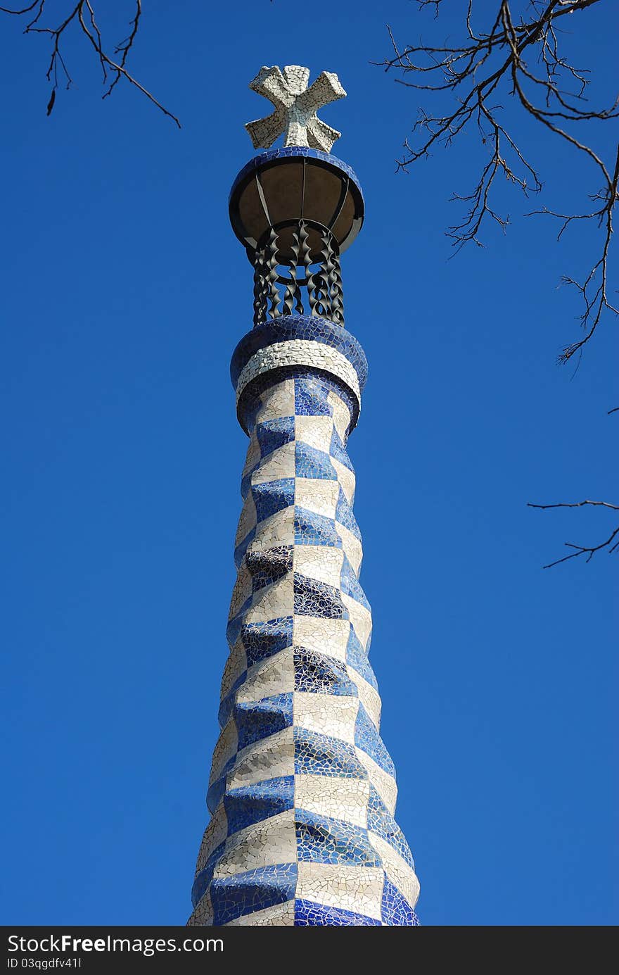 Colum in Guell Park and blue sky. Colum in Guell Park and blue sky.