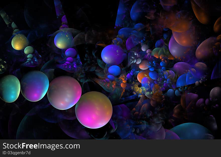 Abstract colourful 3D bubbles fractal background. Abstract colourful 3D bubbles fractal background