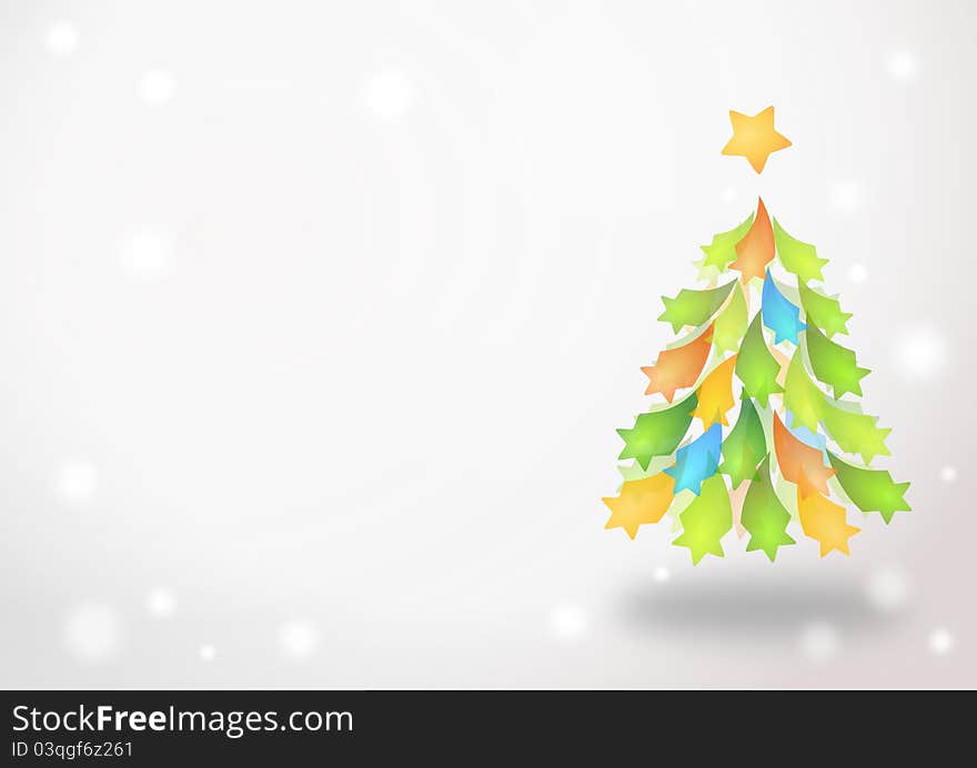 Abstract christmas tree from transparent stars - bitmap illustration