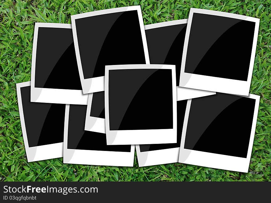 Blank photo frames on grass background. Blank photo frames on grass background.