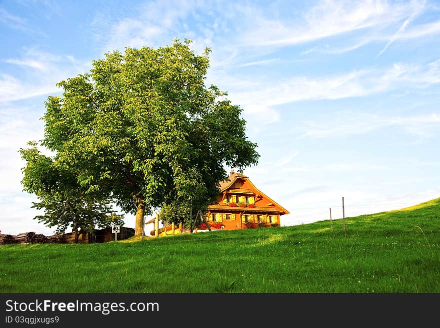 Old Swiss Farm in the Alps