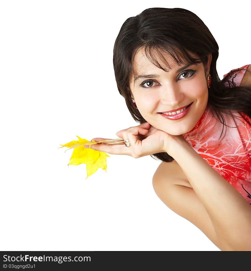 Studio Portrait Of Autumn Woman.