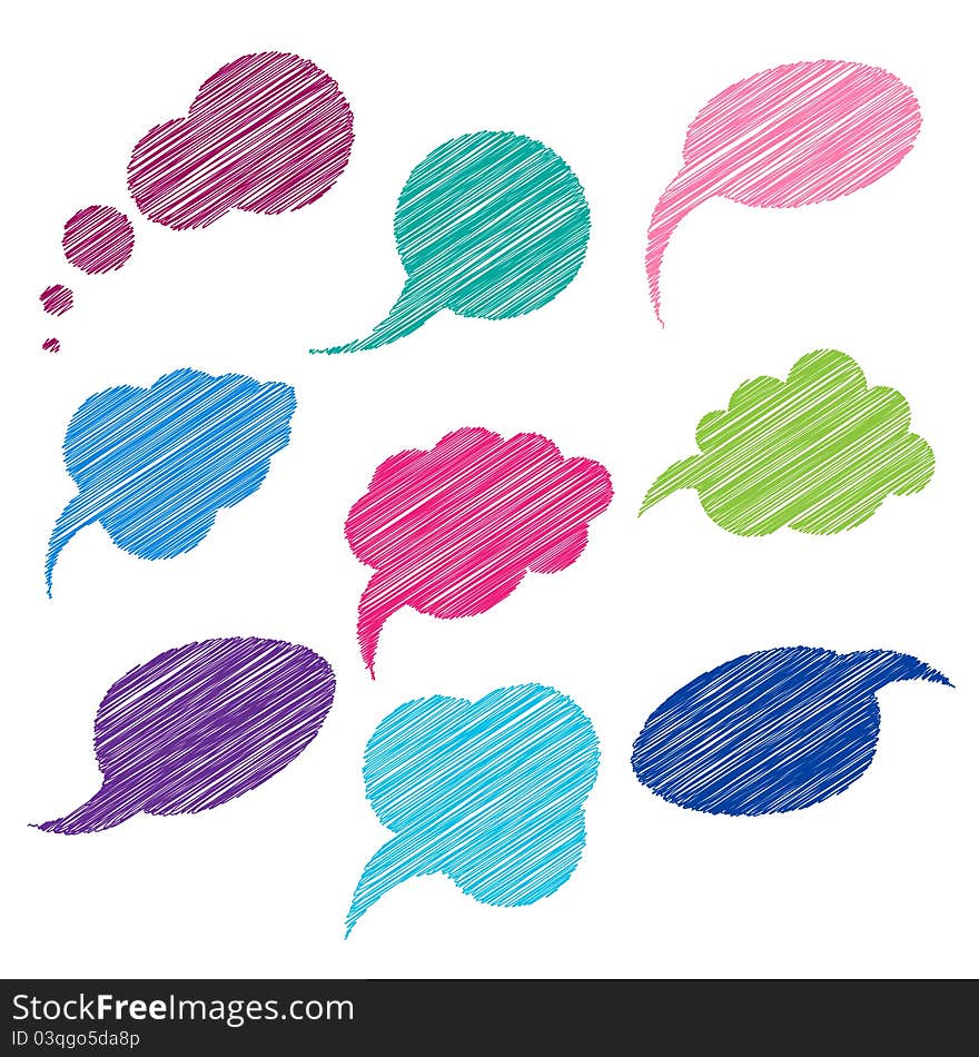 Set of color comic bubbles for speech. Set of color comic bubbles for speech.