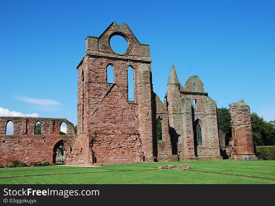 A view of the ancient ruins of the historic abbey at Arbroath. A view of the ancient ruins of the historic abbey at Arbroath