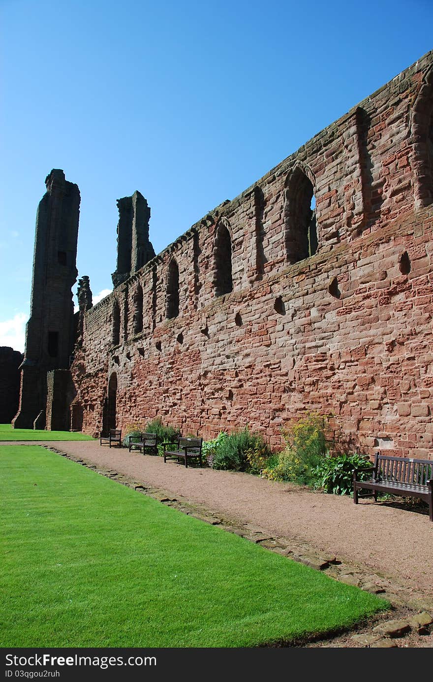 A view of the ancient ruins of the historic abbey at Arbroath. A view of the ancient ruins of the historic abbey at Arbroath