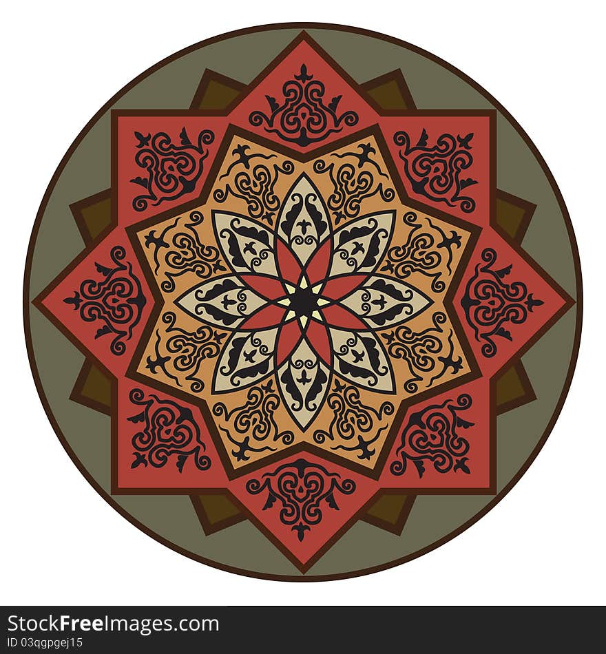 Rosette with Arabic floral pattern. Rosette with Arabic floral pattern