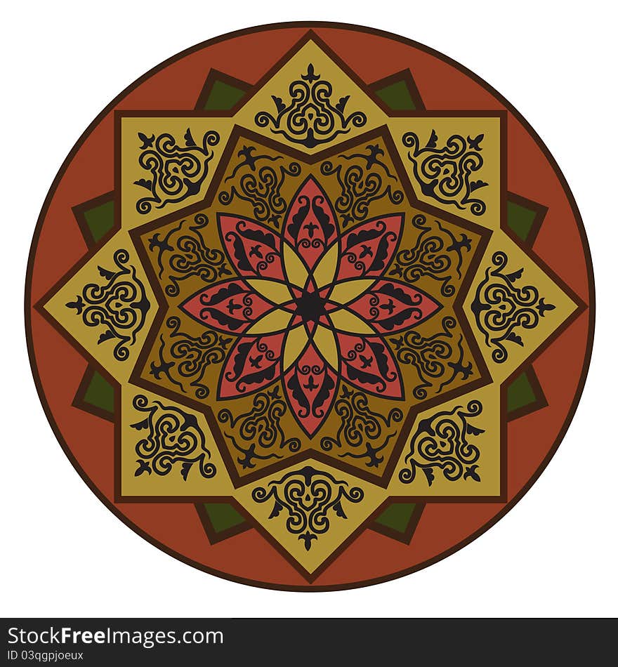 Rosette with Arabic floral pattern. Rosette with Arabic floral pattern.