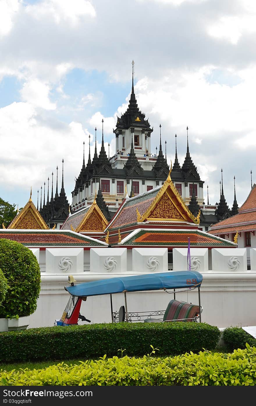 Spires of the Loha Prasat, Wat Rachanutda, Bangkok of thailand