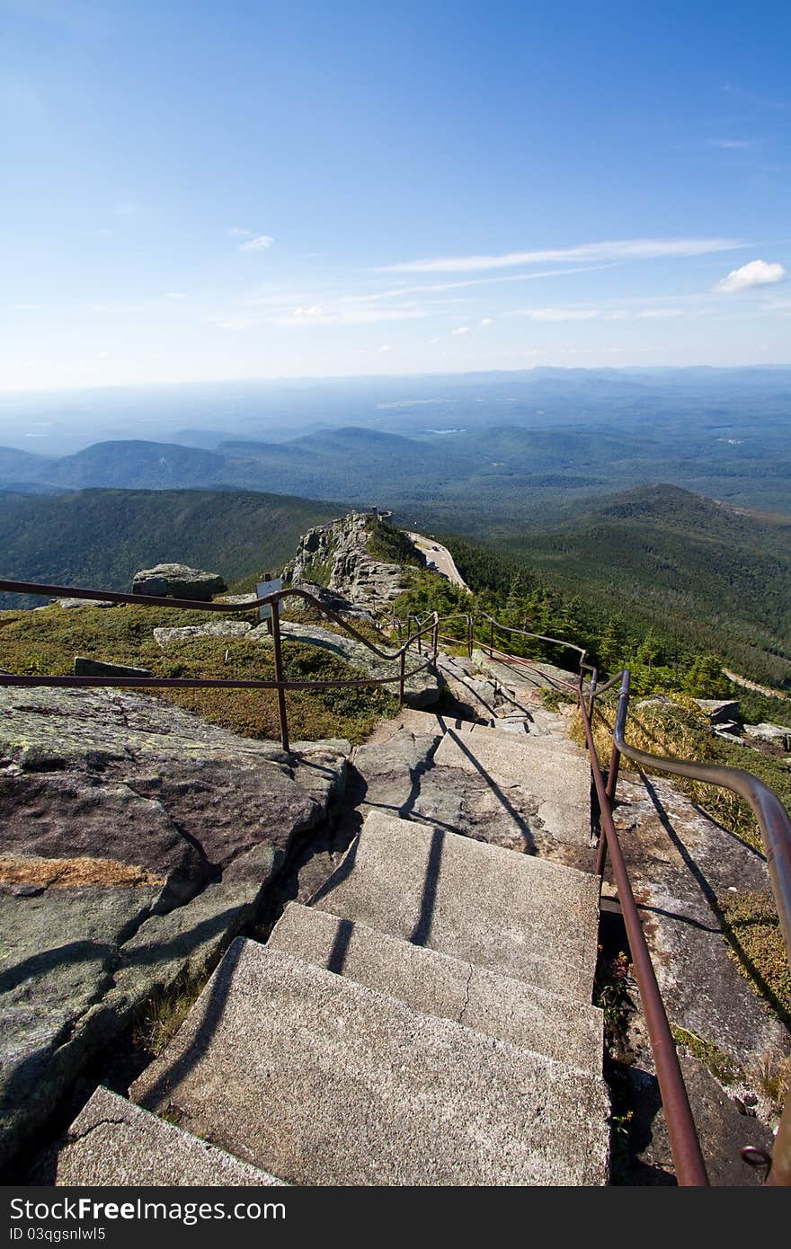 Steps on the initial descend from the peak of Whiteface Mountain in Keene, NY. Steps on the initial descend from the peak of Whiteface Mountain in Keene, NY