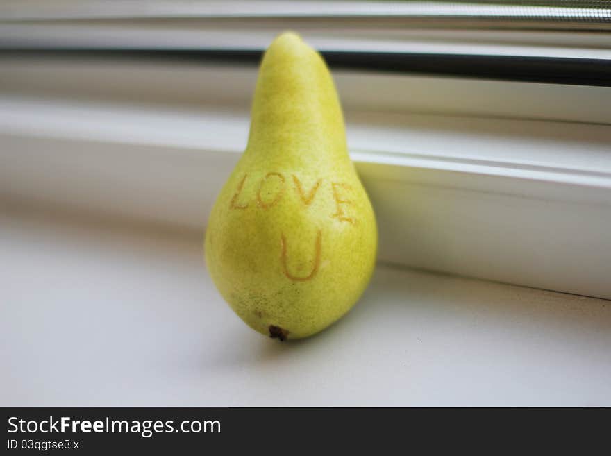 Pear With A Declaration Of Love