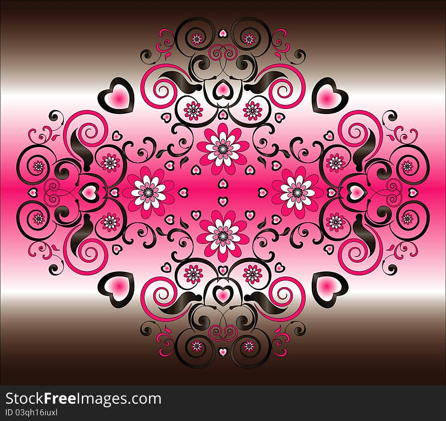 Horizontal ornament with flower and curl